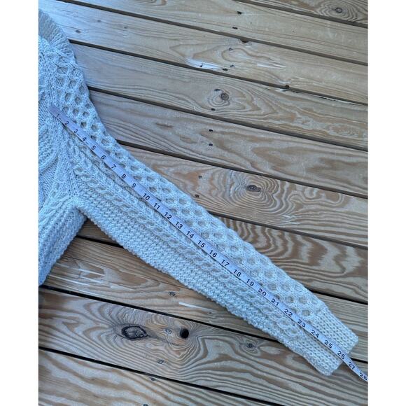 Vintage Inishowen Ireland Hand Knit Wool Cardigan Size Large Women’s Ivory - Picture 7 of 7